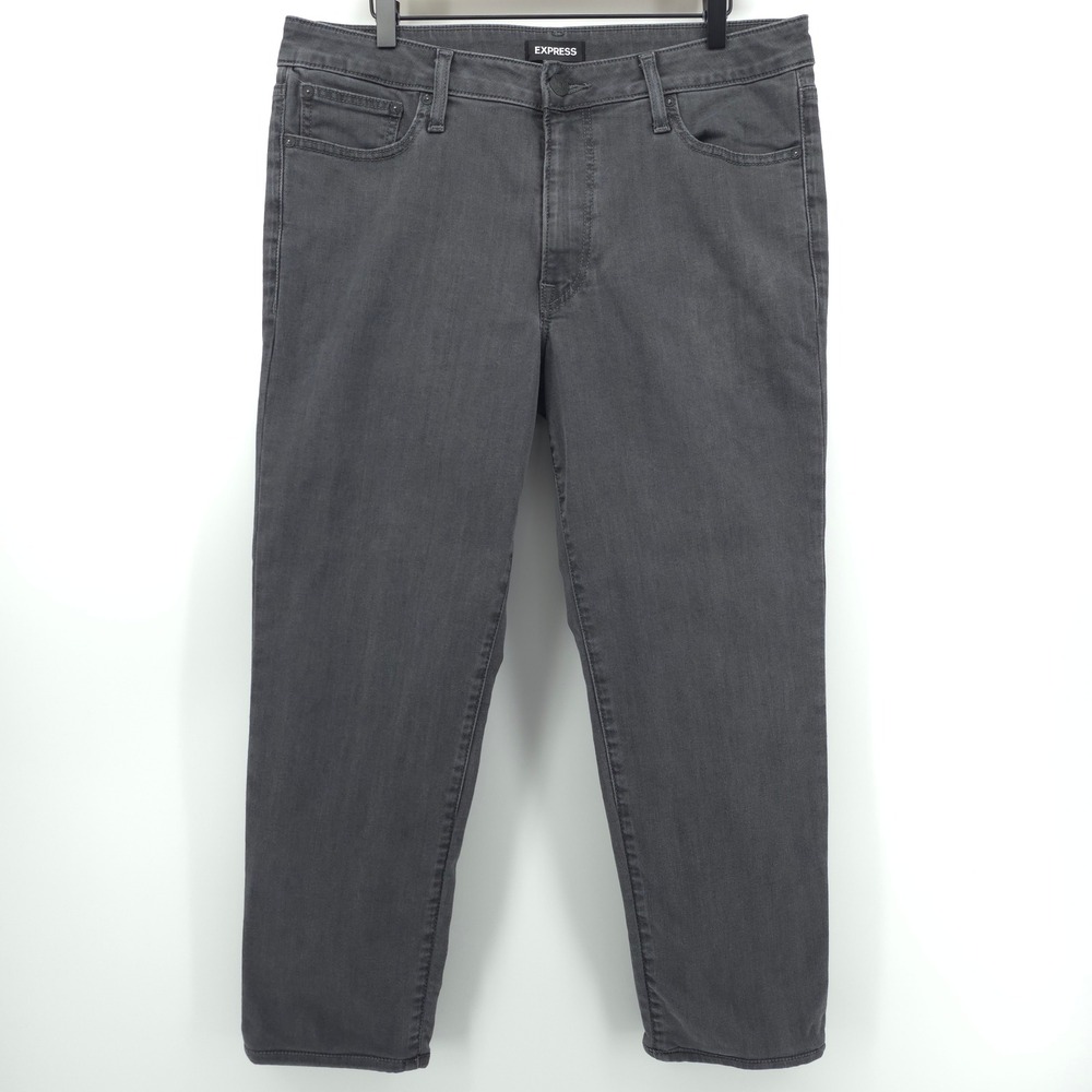 Express Mens Jeans Conscious Edit Hyper Stretch 34x32 Grey Slim Fit Denim